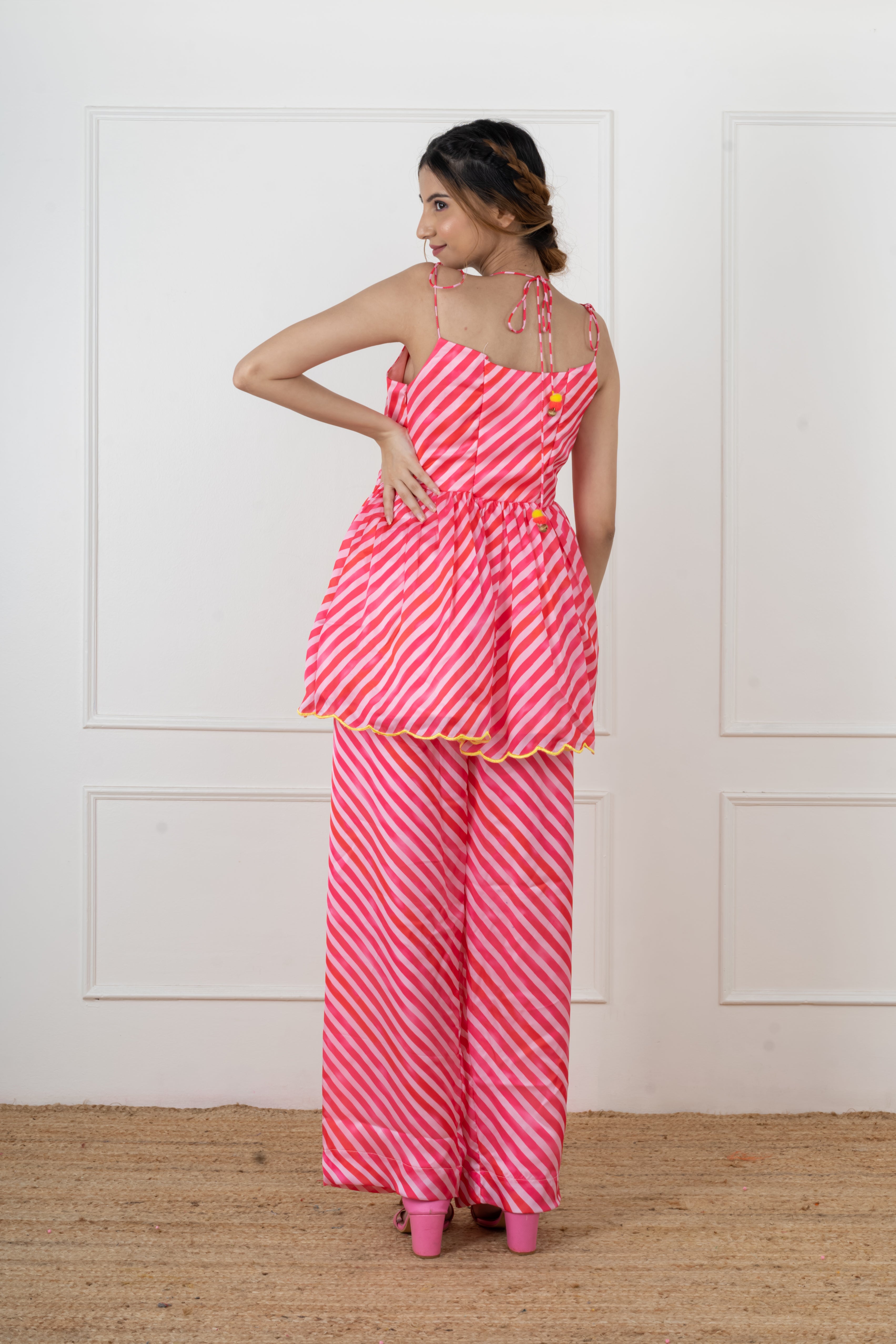 Pink Lehariya Kurta Set – Festive Ethnic Wear